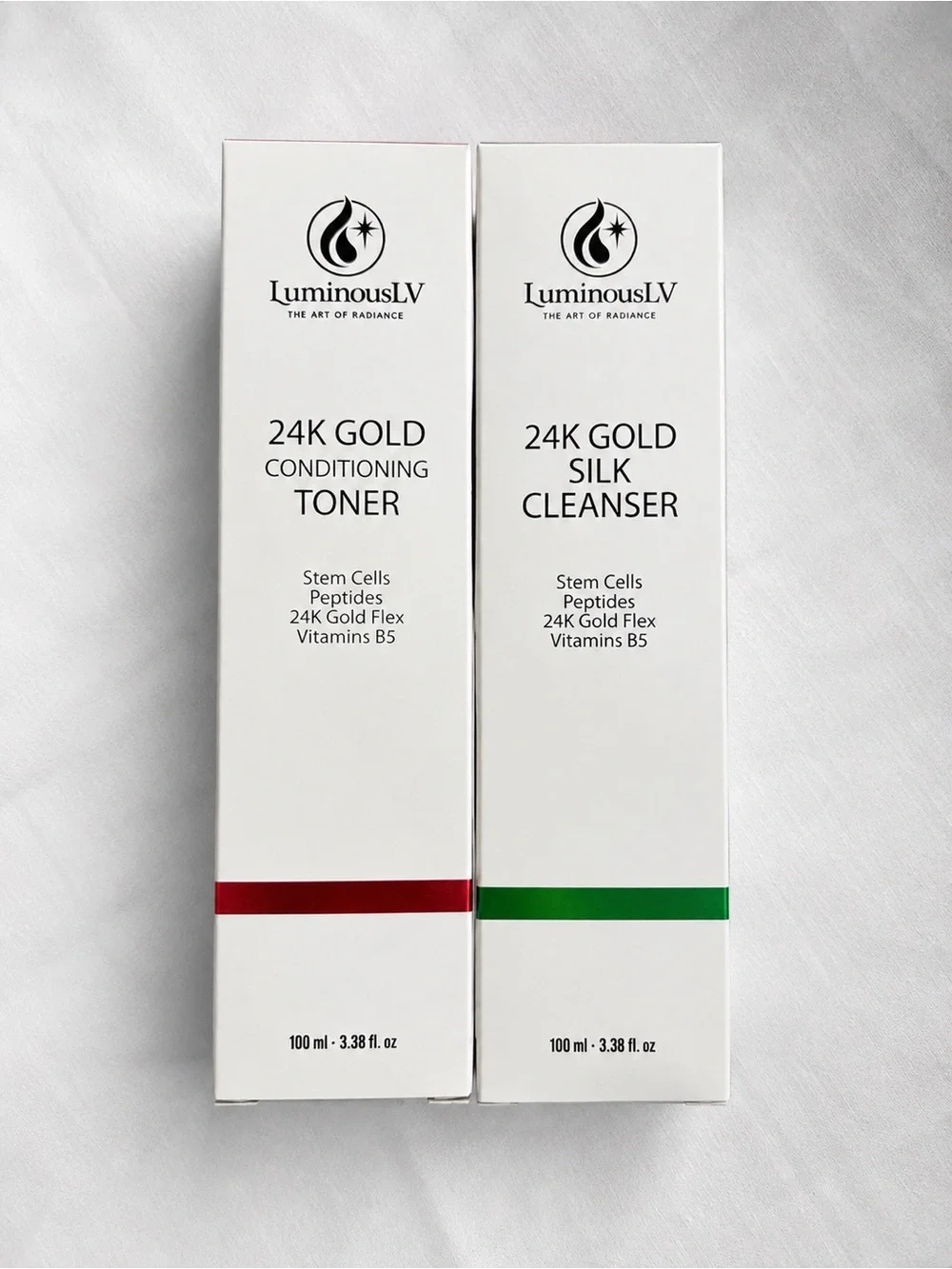 NWT LuminousLV 24K Gold Skincare Set Silk Cleanser & Conditioning Toner 100ml